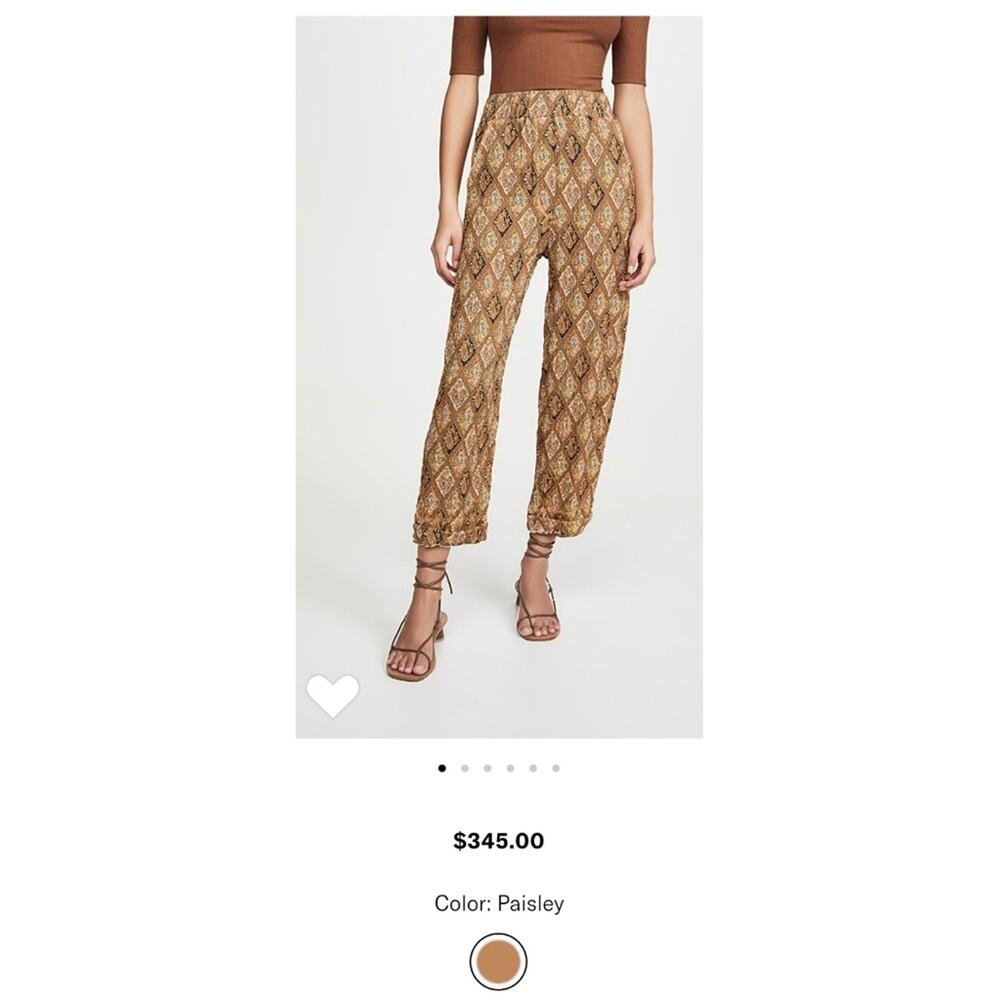 Nanushka Selah Pant Paisley Trouser Pants Boho Diamond Grid Geometric Crepe S - Picture 6 of 6
